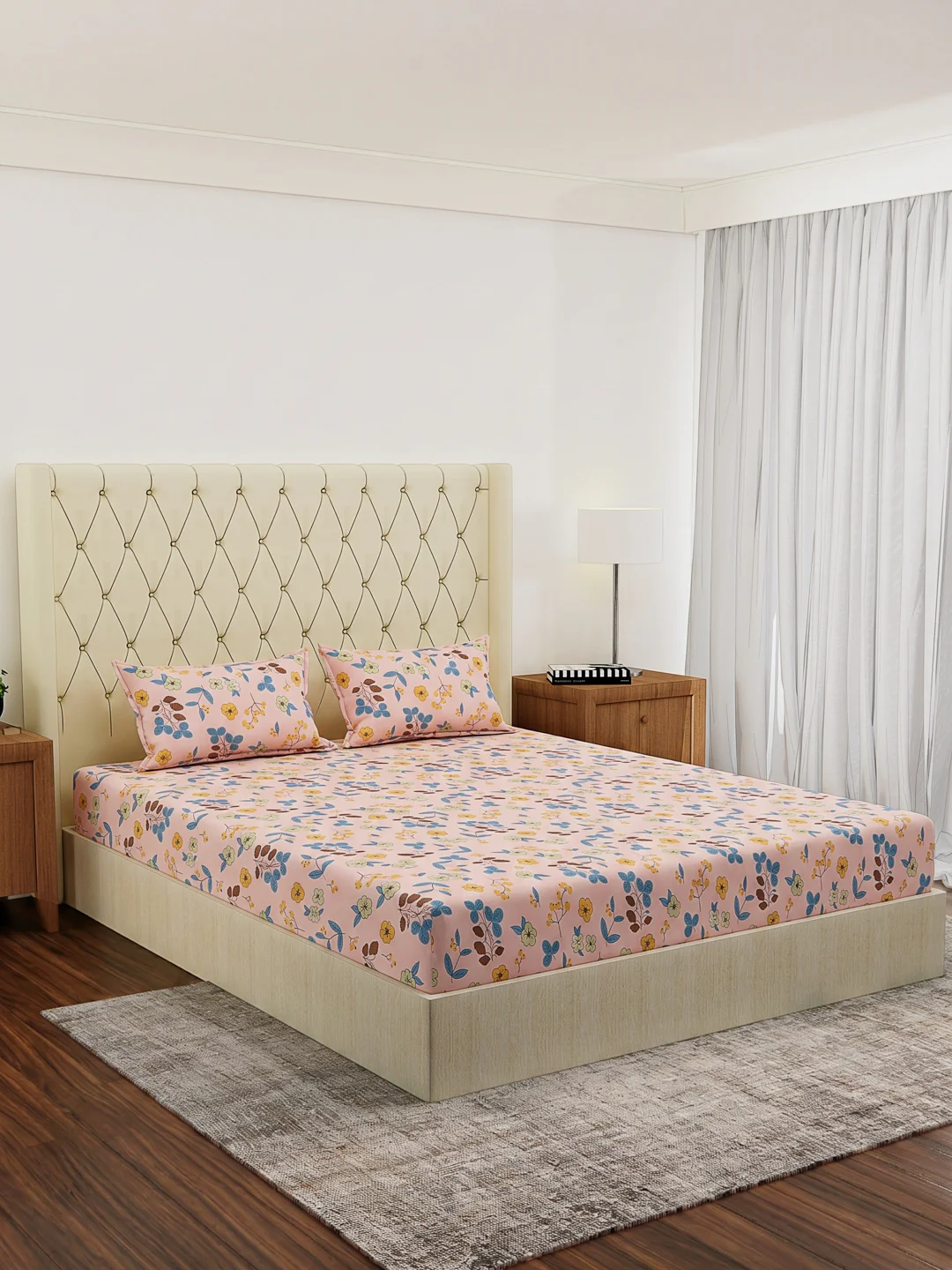130 GSM Polyester Double Bed Bedsheet with 2 Pillow Covers Fashnik Collection - Image 2