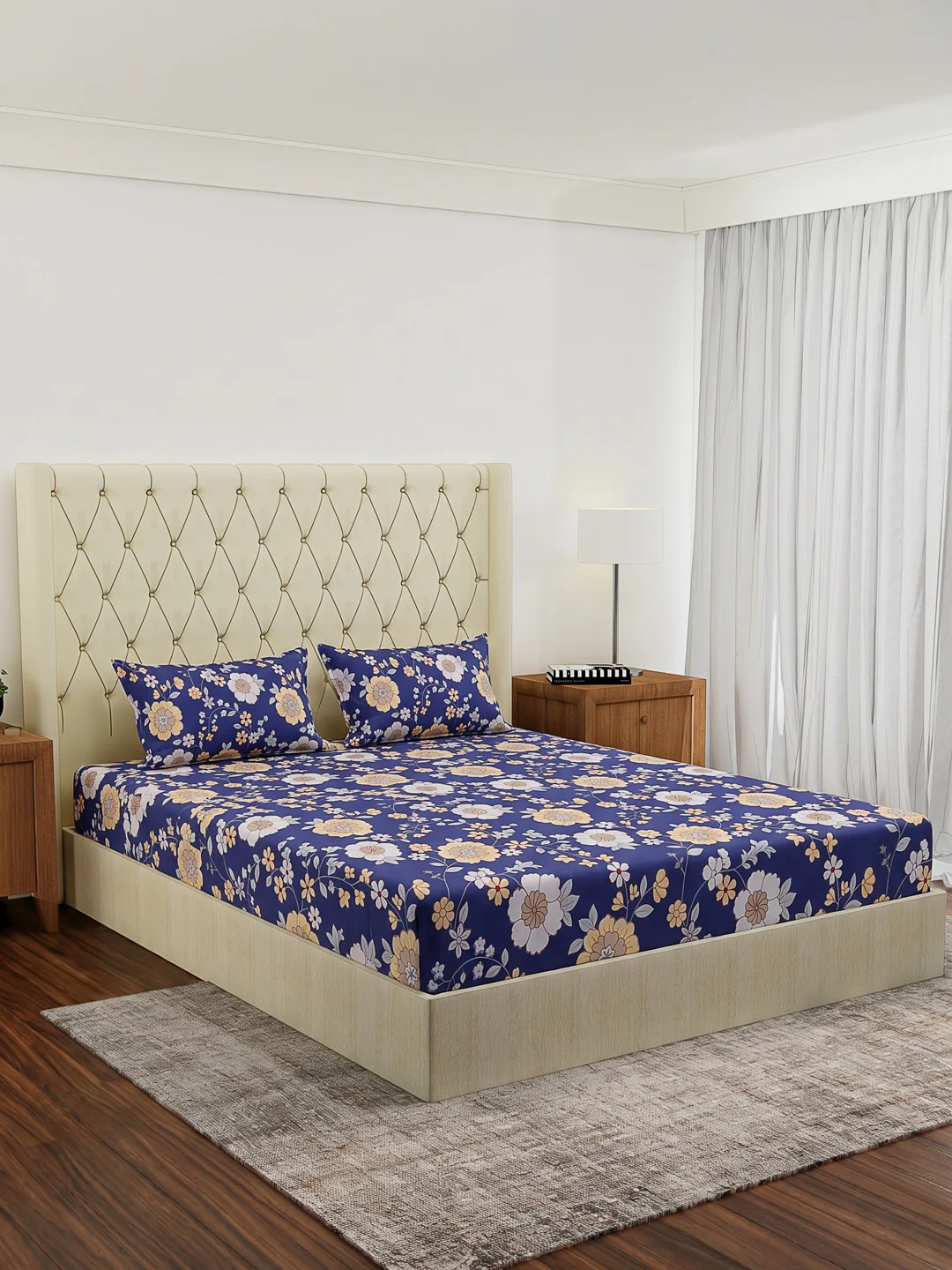 130 GSM Polyester Double Bed Bedsheet with 2 Pillow Covers Fashnik Collection - Image 2