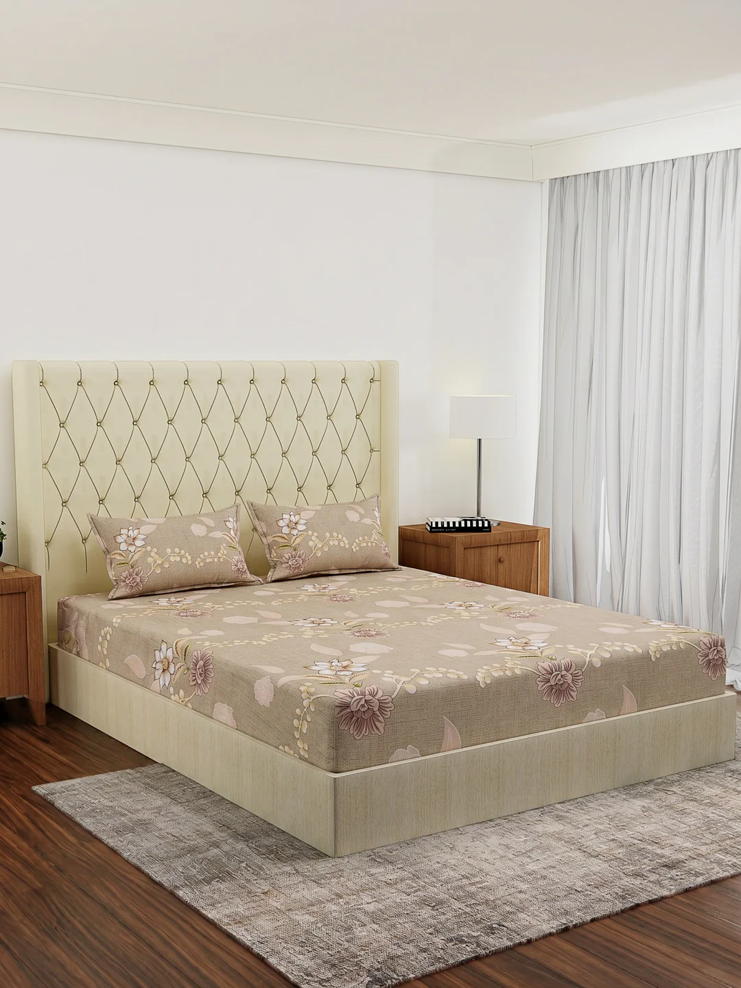 130 GSM Polyester Double Bed Bedsheet with 2 Pillow Covers Fashnik Collection - Image 2