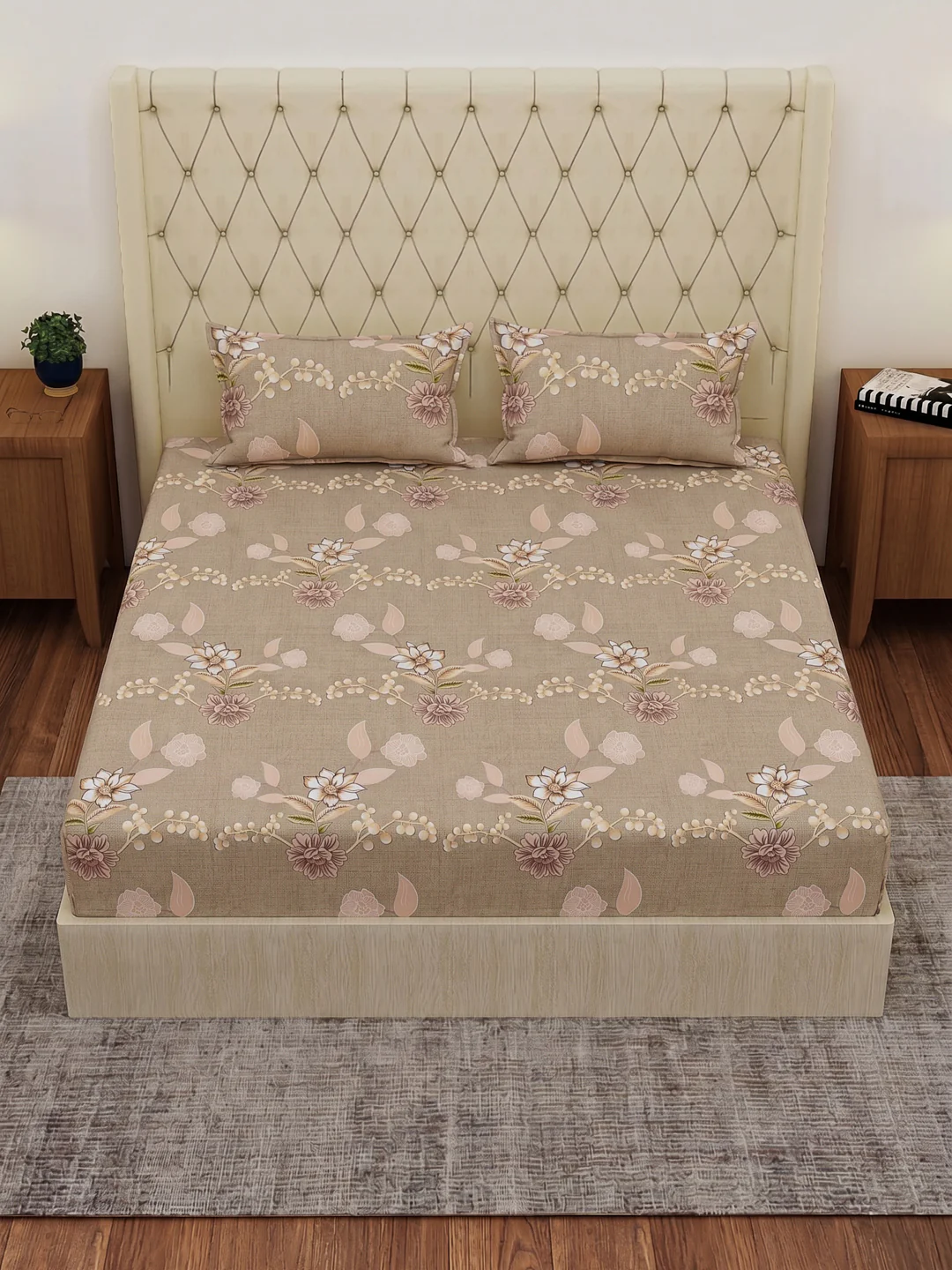 130 GSM Polyester Double Bed Bedsheet with 2 Pillow Covers Fashnik Collection - Image 4