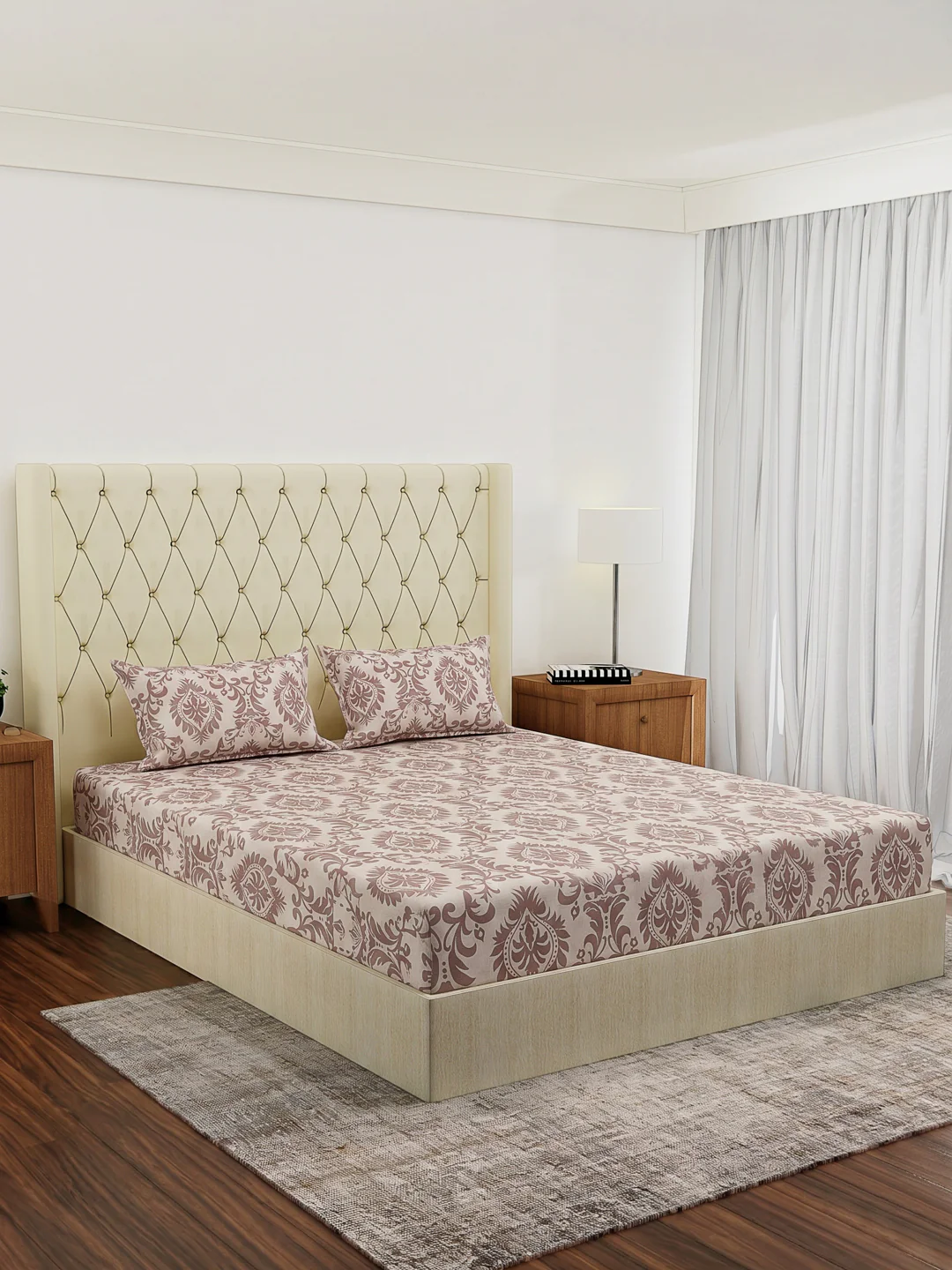 130 GSM Polyester Double Bed Bedsheet with 2 Pillow Covers Fashnik Collection - Image 2