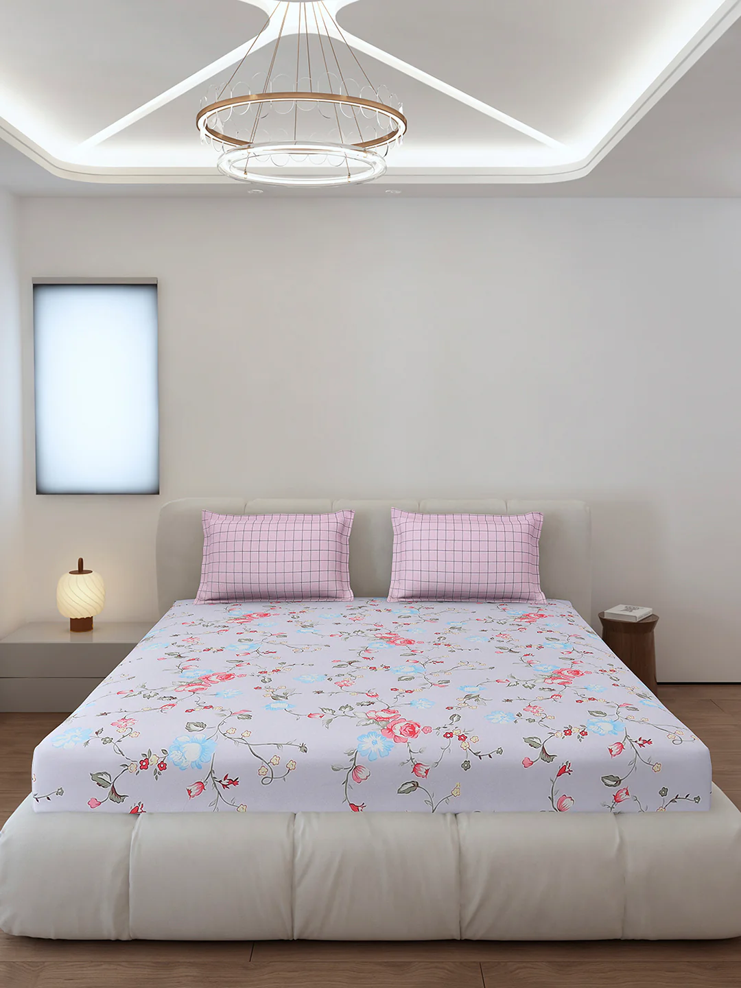 130 GSM Polyester King Size 1 Bedsheet with 2 Pillow Covers (Edmond) - Image 4