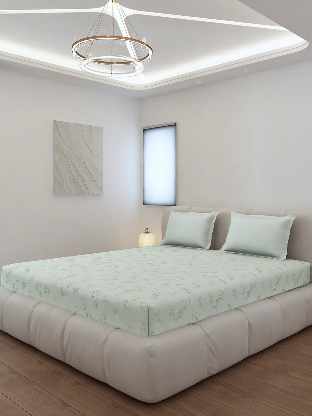 130 GSM Polyester King Size 1 Bedsheet with 2 Pillow Covers (Edmond) - Image 2