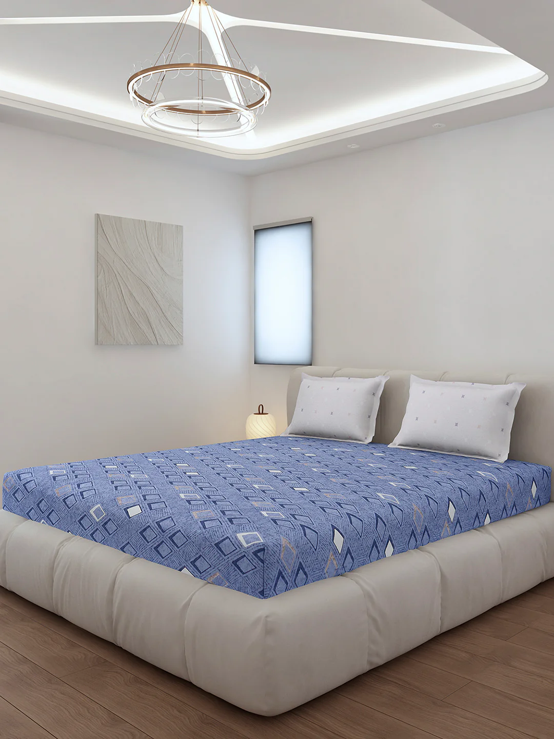 130 GSM Polyester King Size 1 Bedsheet with 2 Pillow Covers (Edmond) - Image 2
