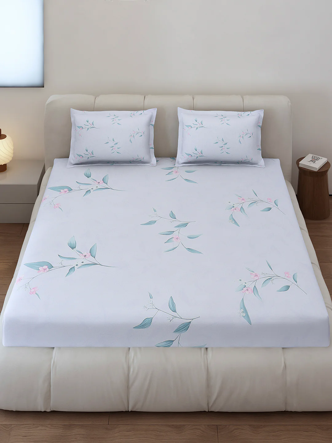 130 GSM Polyester King Size 1 Bedsheet with 2 Pillow Covers (Edmond) - Image 2