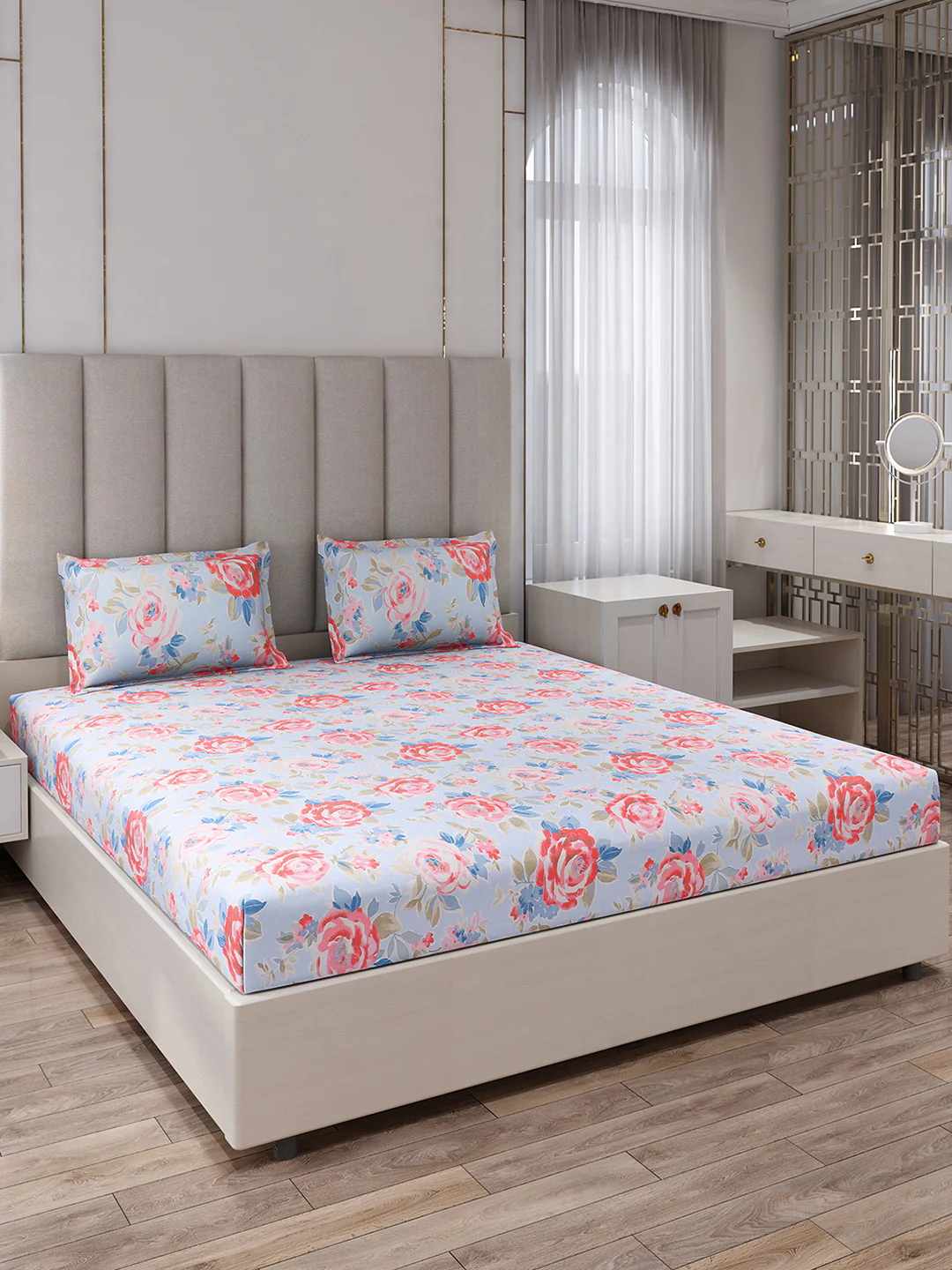 130 GSM Polyester King Size 1 Bedsheet with 2 Pillow Covers (Royal King) - Image 2