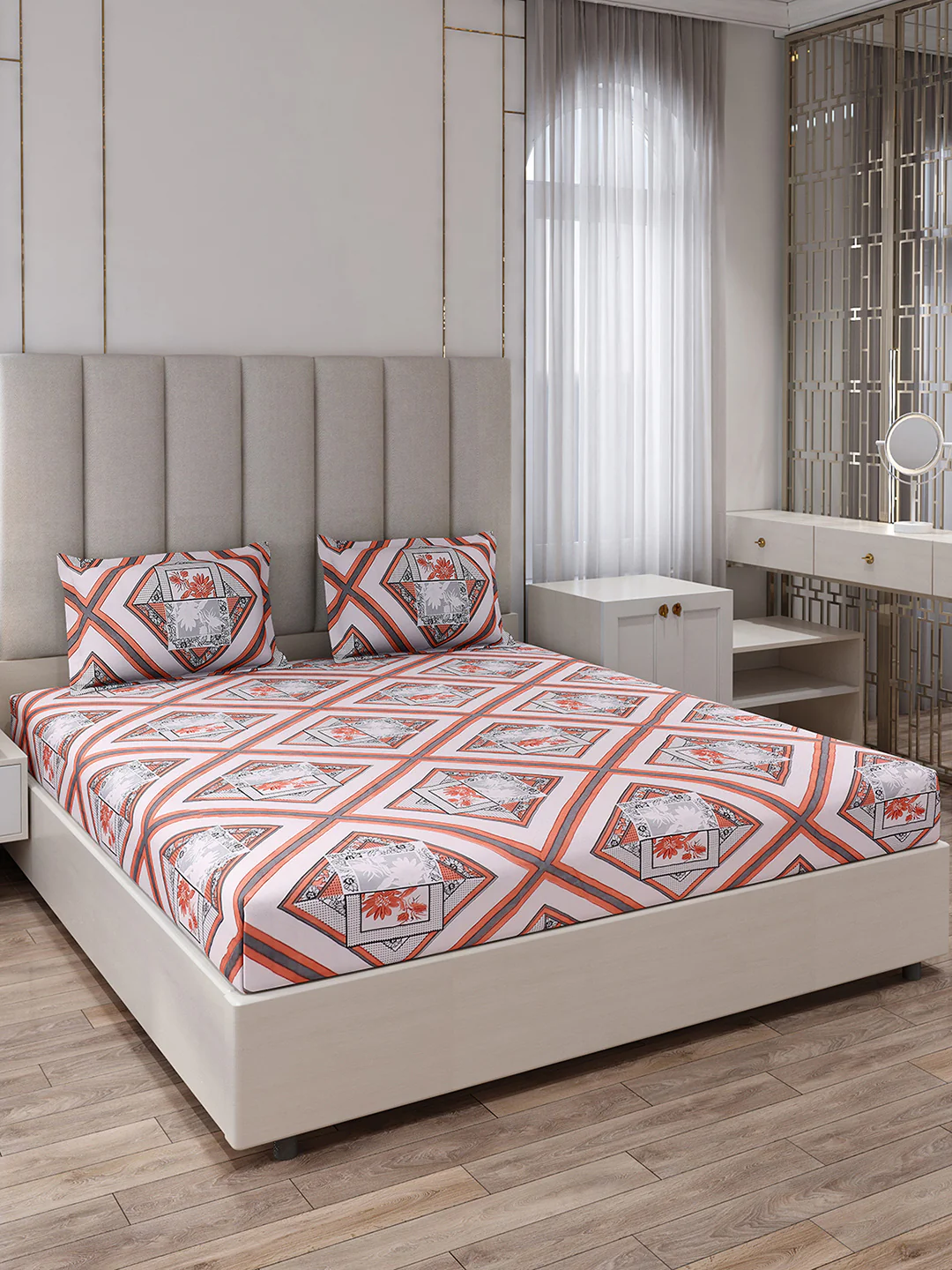 130 GSM Polyester King Size 1 Bedsheet with 2 Pillow Covers (Royal King) - Image 2