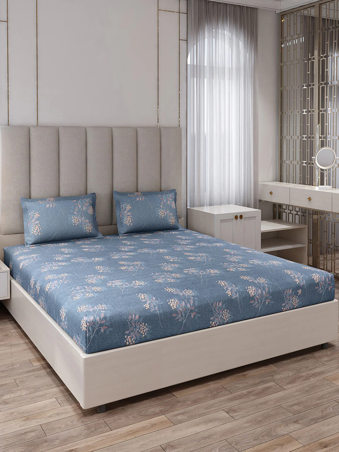 130 GSM Polyester King Size 1 Bedsheet with 2 Pillow Covers (Royal King) - Image 2