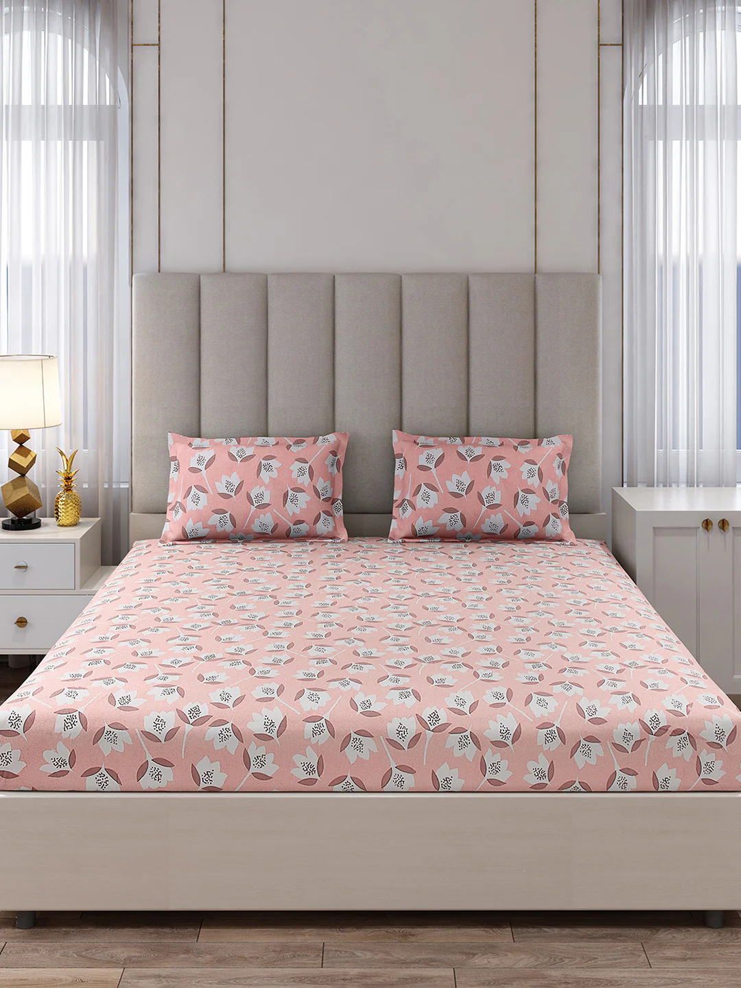 130 GSM Polyester King Size 1 Bedsheet with 2 Pillow Covers (Royal King) - Image 3