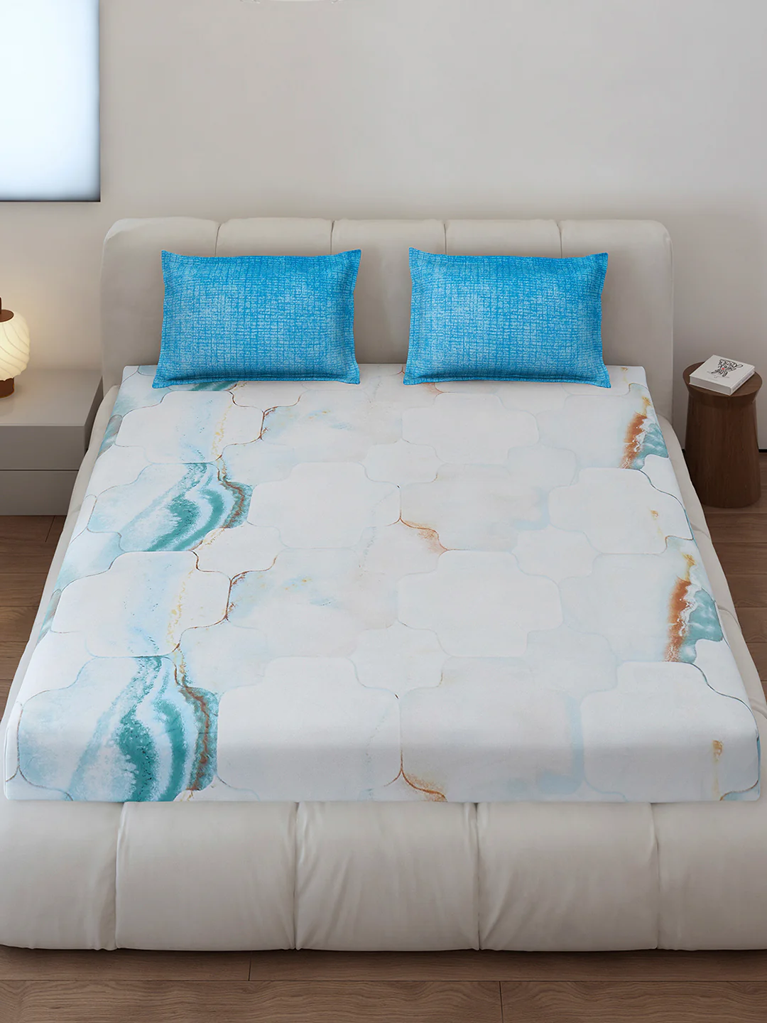 130 GSM Polyester King Size 1 Bedsheet with 2 Pillow Covers (Stanley) - Image 2