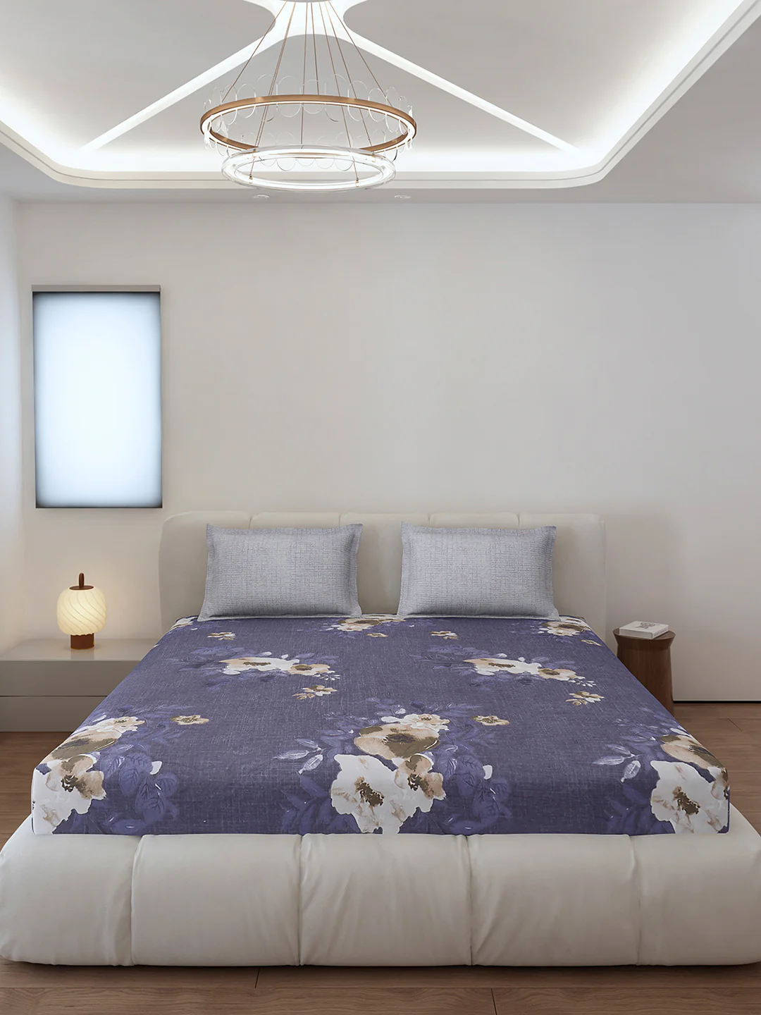 130 GSM Polyester King Size 1 Bedsheet with 2 Pillow Covers (Stanley) - Image 3