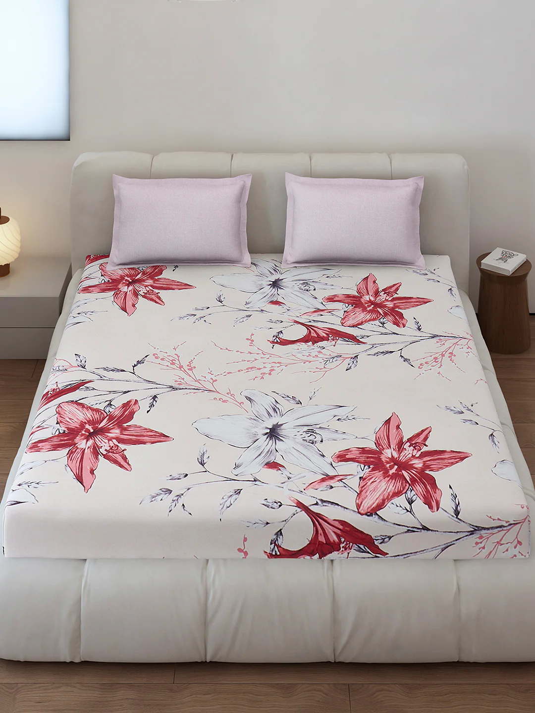 130 GSM Polyester King Size 1 Bedsheet with 2 Pillow Covers (Stanley) - Image 2