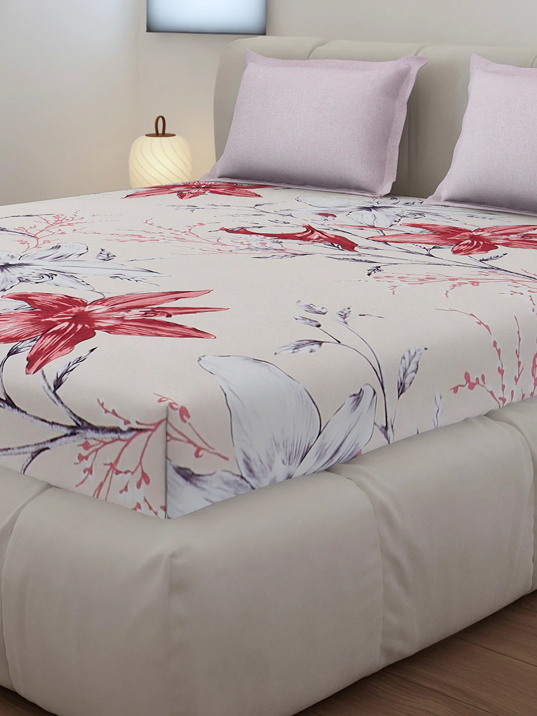 130 GSM Polyester King Size 1 Bedsheet with 2 Pillow Covers (Stanley) - Image 4