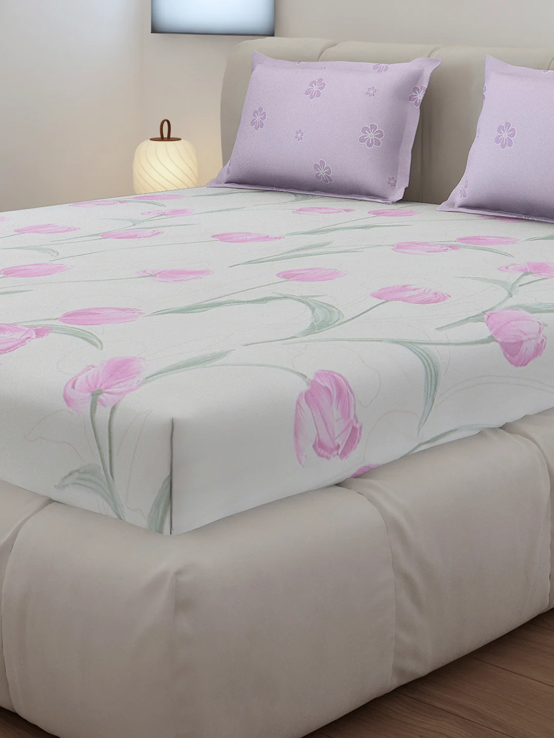 130 GSM Polyester King Size 1 Bedsheet with 2 Pillow Covers (Stanley) - Image 4