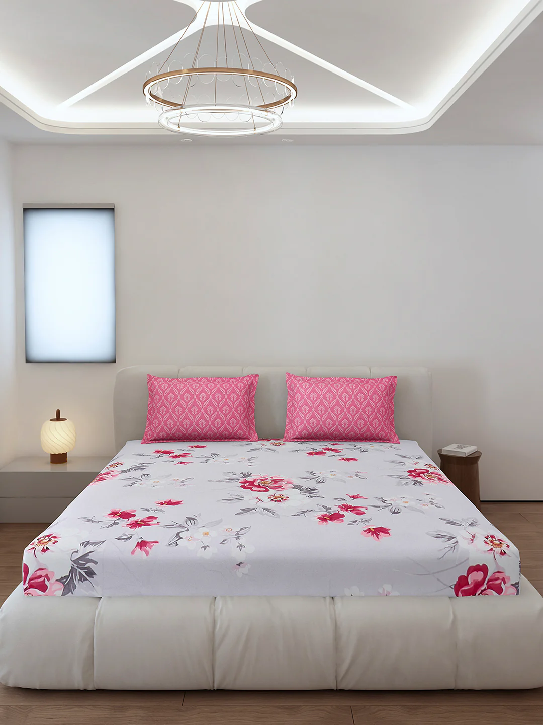 130 GSM Polyester King Size 1 Bedsheet with 2 Pillow Covers (Stanley) - Image 3