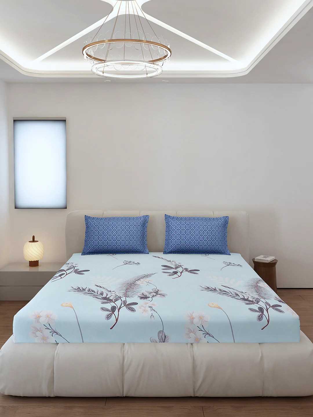 130 GSM Polyester King Size 1 Bedsheet with 2 Pillow Covers (Stanley) - Image 3
