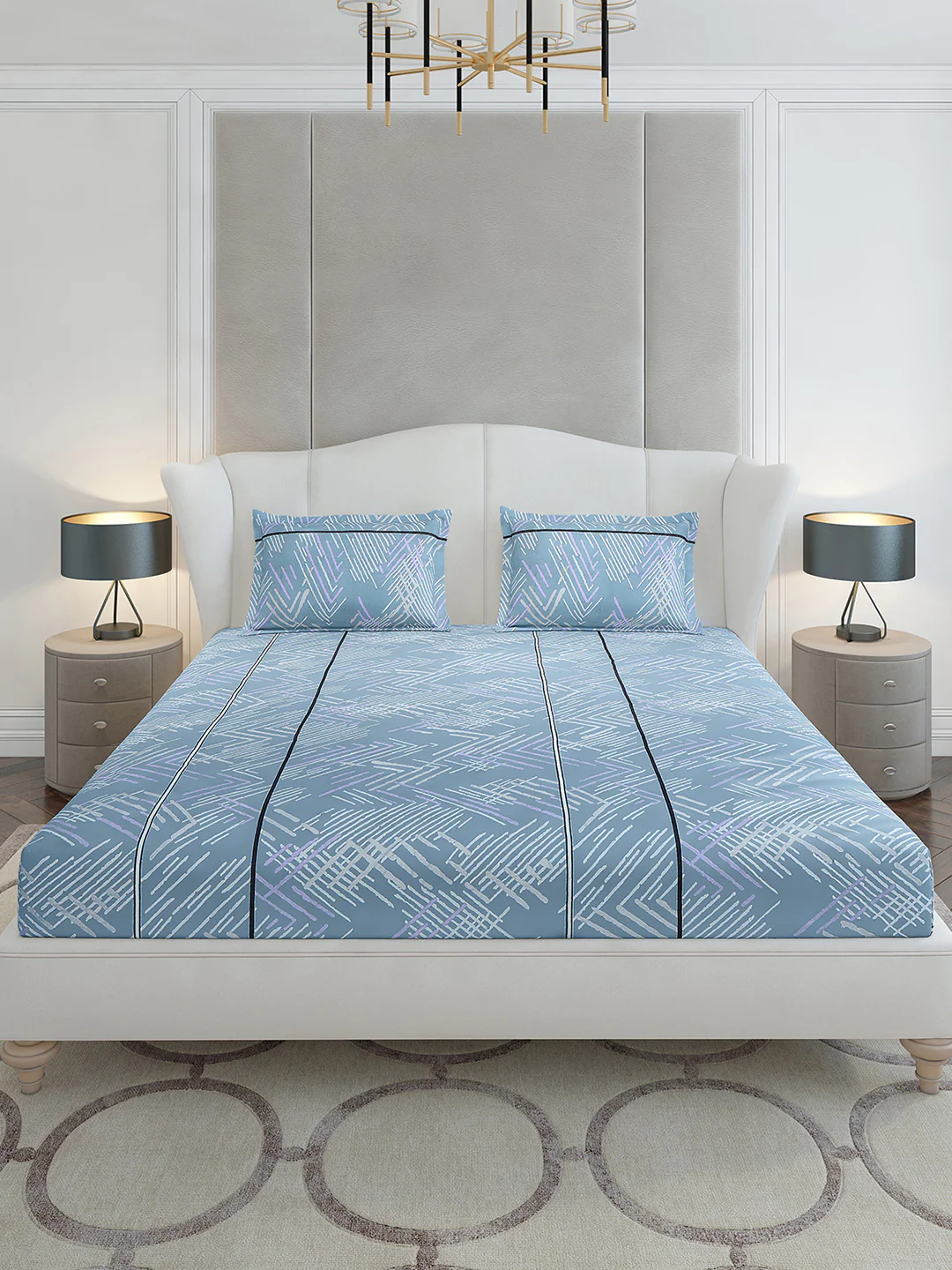 130 GSM Polyester King Size 1 Bedsheet with 2 Pillow Covers (Stanley Gold) - Image 3