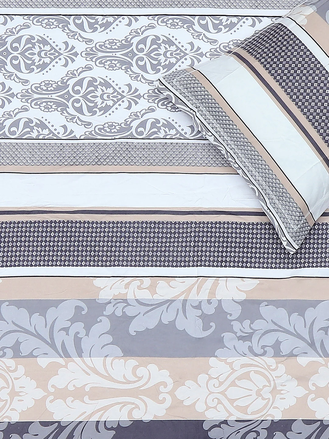 130 GSM Polyester King Size 1 Bedsheet with 2 Pillow Covers (Stanley Gold) - Image 5