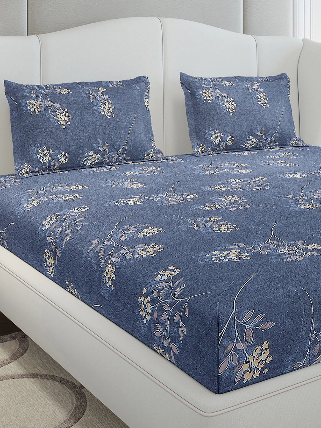 130 GSM Polyester King Size 1 Bedsheet with 2 Pillow Covers (Stanley Gold) - Image 4