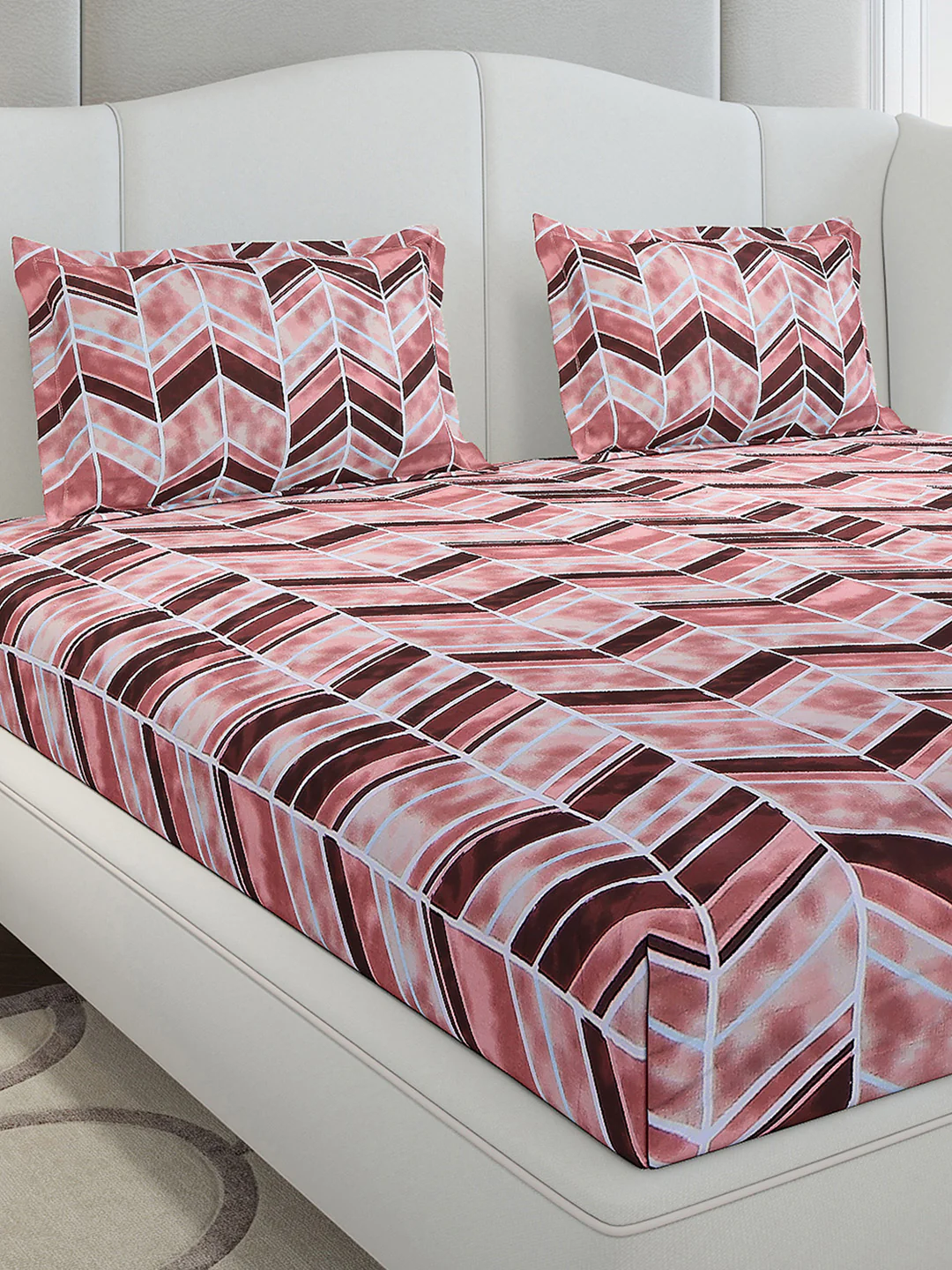 130 GSM Polyester King Size 1 Bedsheet with 2 Pillow Covers (Stanley Gold) - Image 4