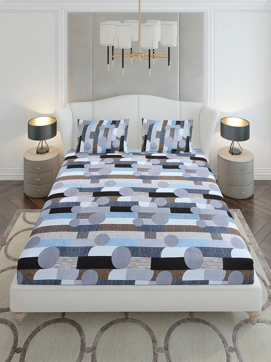130 GSM Polyester King Size 1 Bedsheet with 2 Pillow Covers (Stanley Gold) - Image 2