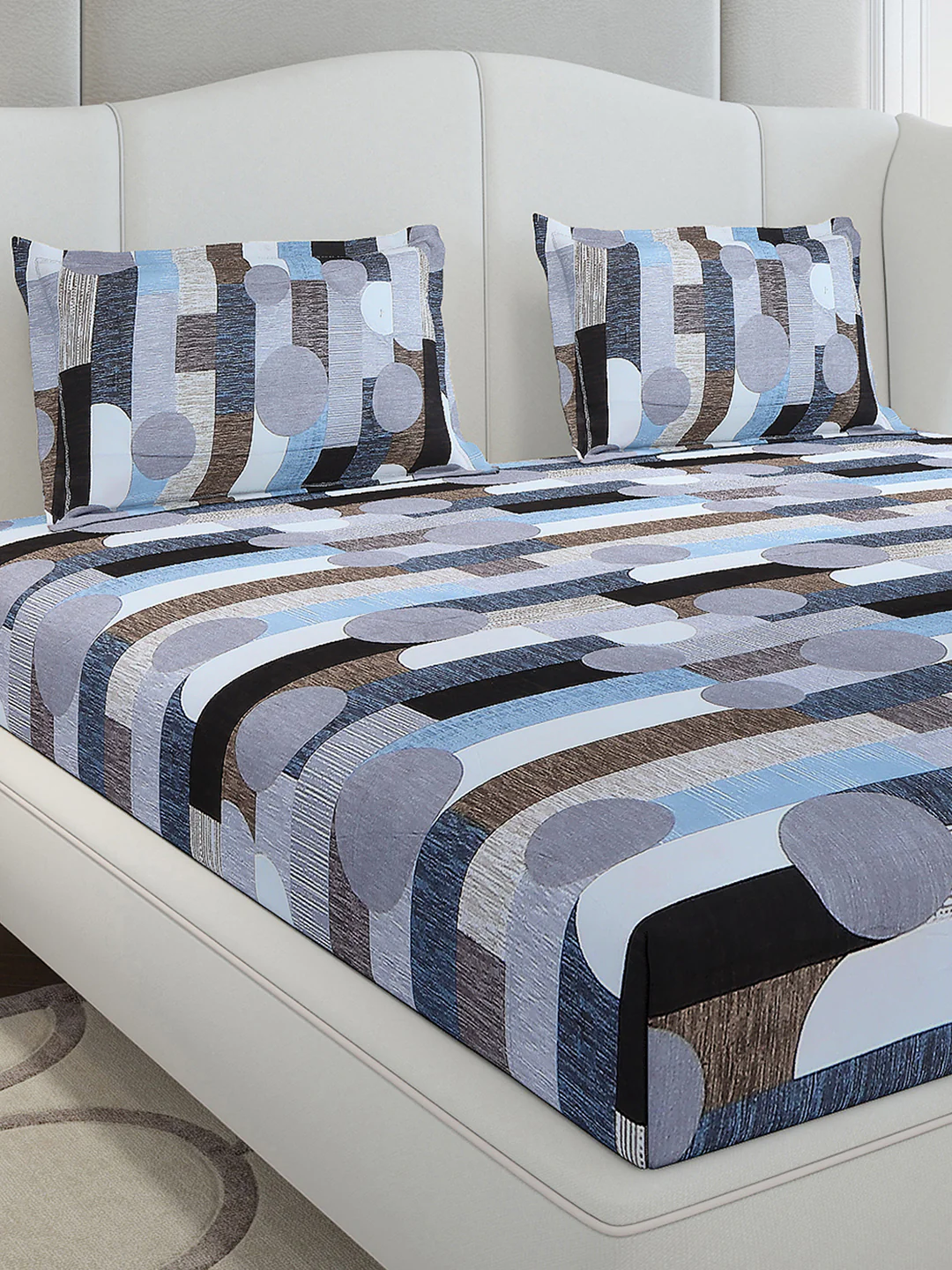 130 GSM Polyester King Size 1 Bedsheet with 2 Pillow Covers (Stanley Gold) - Image 4