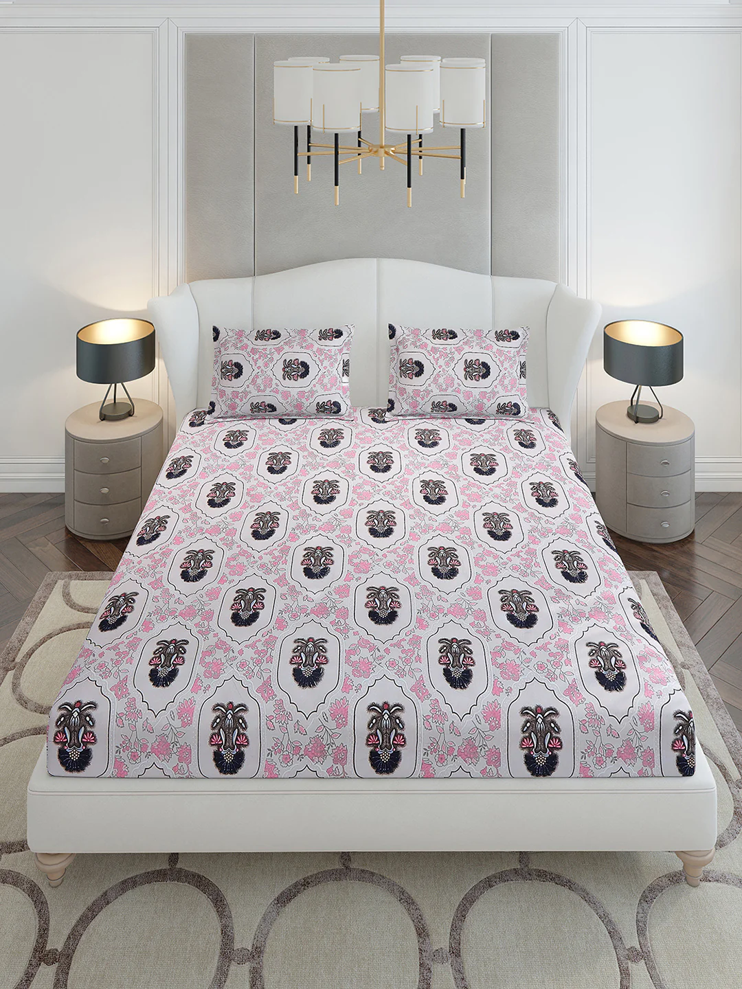 130 GSM Polyester King Size 1 Bedsheet with 2 Pillow Covers (Stanley Gold) - Image 2