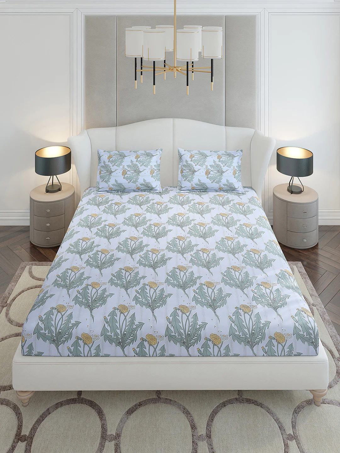 130 GSM Polyester King Size 1 Bedsheet with 2 Pillow Covers (Stanley Gold) - Image 2