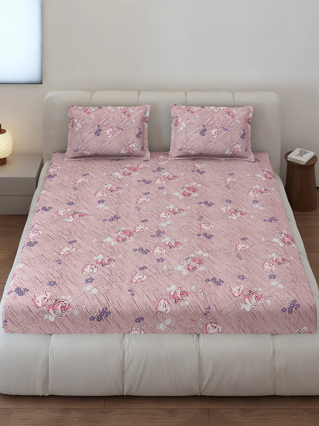 130 GSM Polyester Queen Size 1 Bedsheet with 2 Pillow Covers (Sanskriti) - Image 2