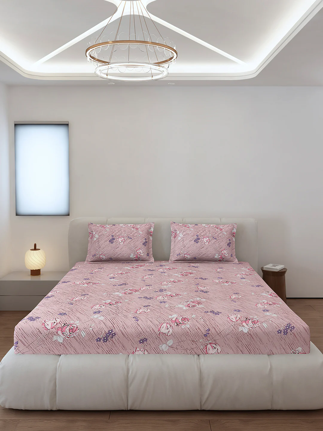 130 GSM Polyester Queen Size 1 Bedsheet with 2 Pillow Covers (Sanskriti) - Image 3