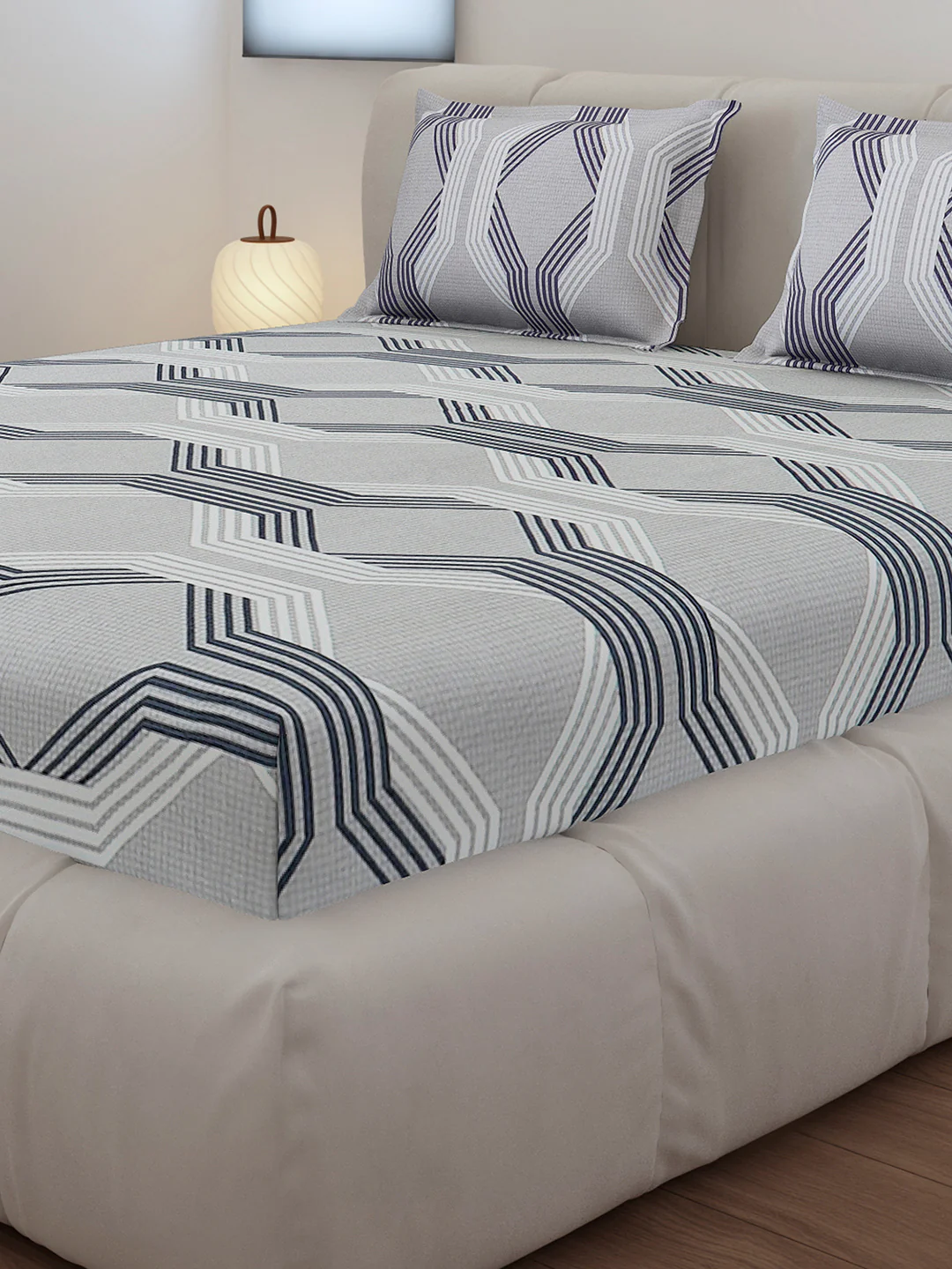 130 GSM Polyester Queen Size 1 Bedsheet with 2 Pillow Covers (Sanskriti) - Image 4