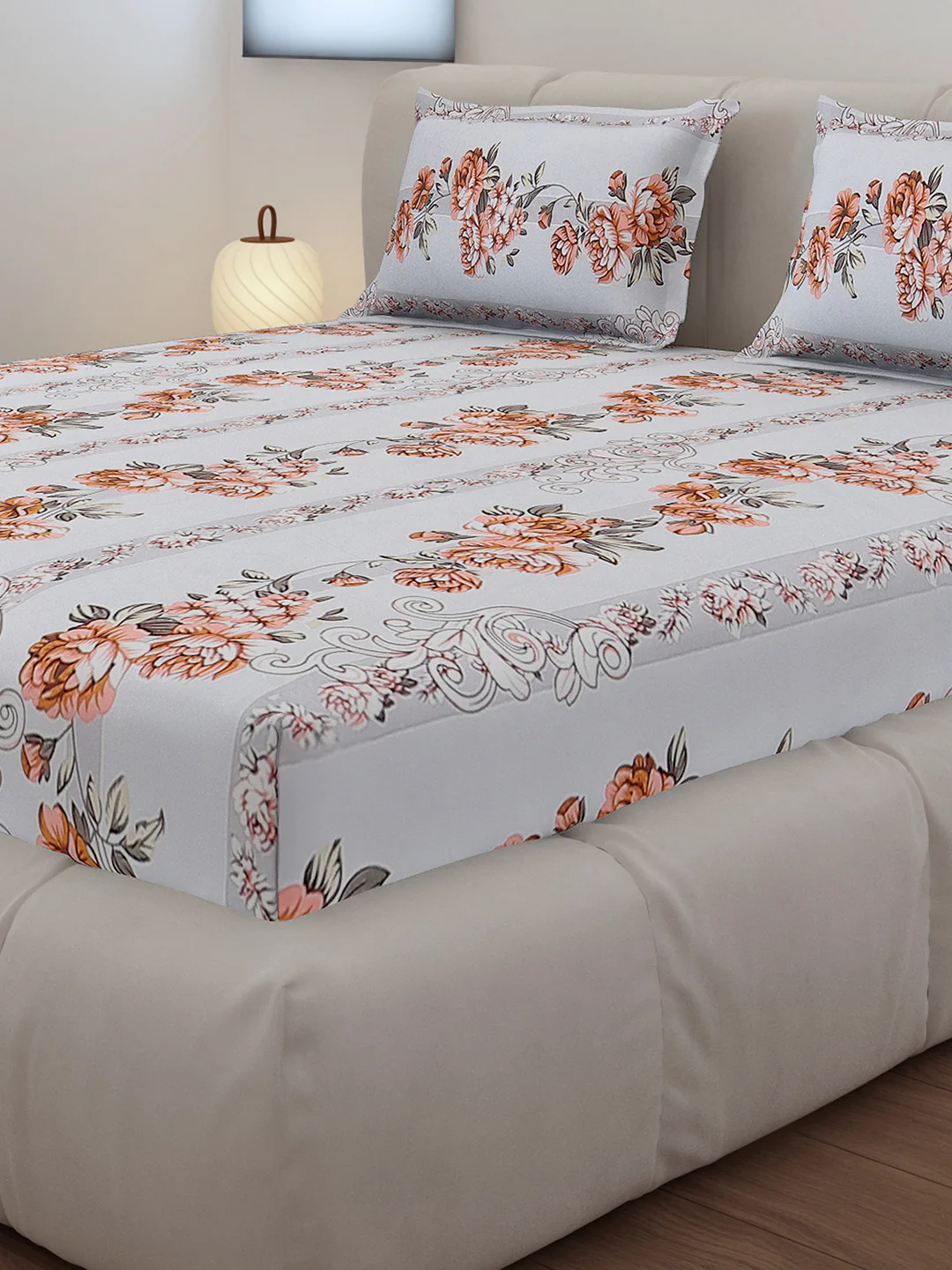 130 GSM Polyester Queen Size 1 Bedsheet with 2 Pillow Covers (Sanskriti) - Image 4