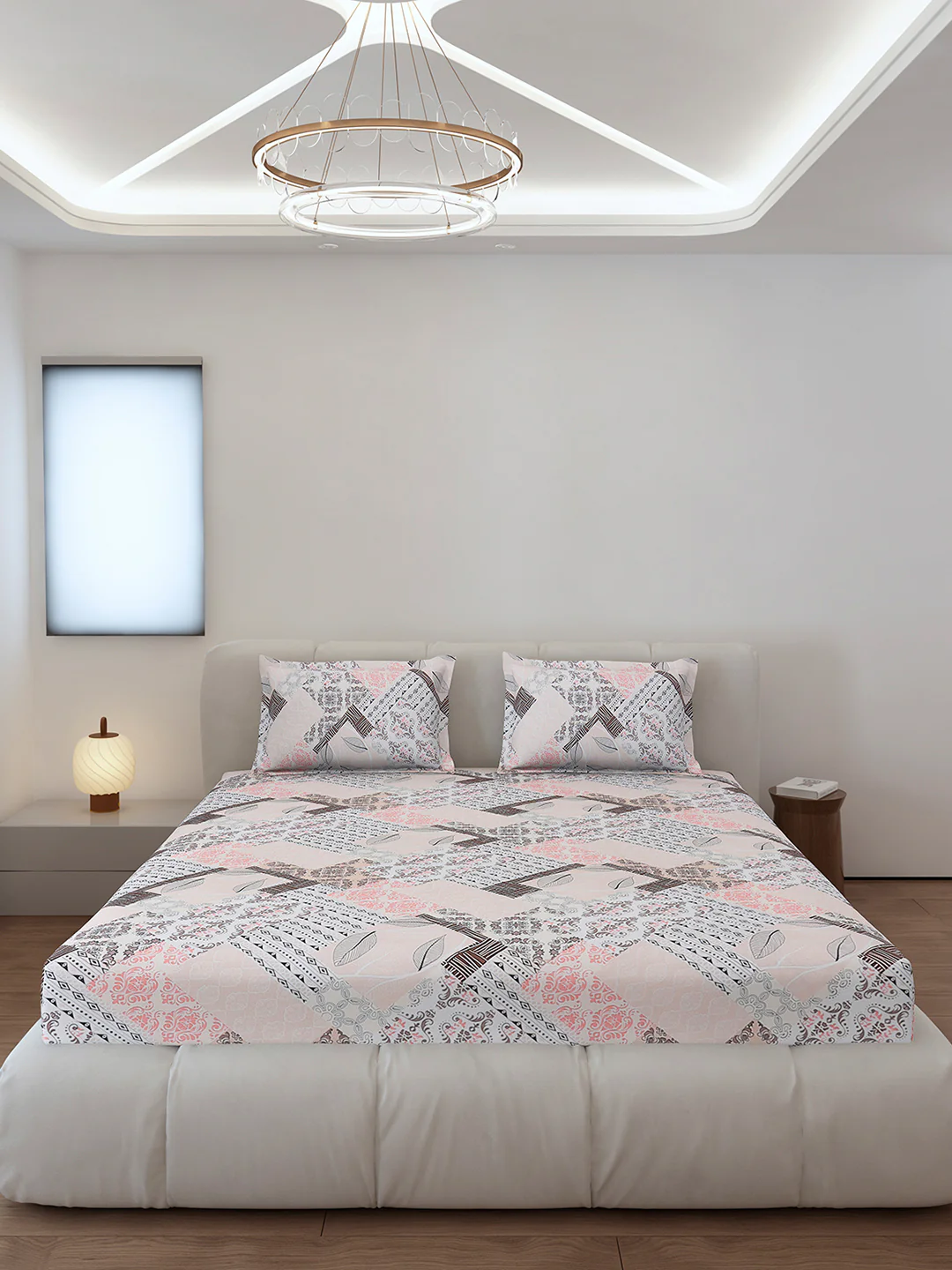 130 GSM Polyester Queen Size 1 Bedsheet with 2 Pillow Covers (Sanskriti) - Image 3