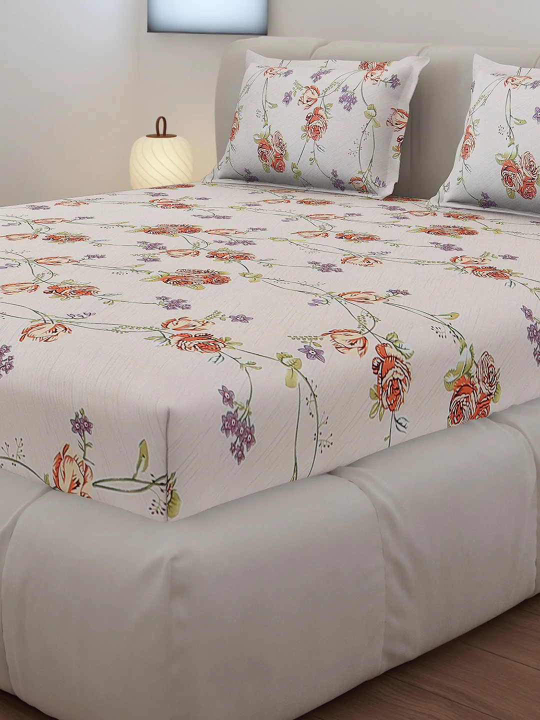 130 GSM Polyester Queen Size 1 Bedsheet with 2 Pillow Covers (Sanskriti) - Image 4