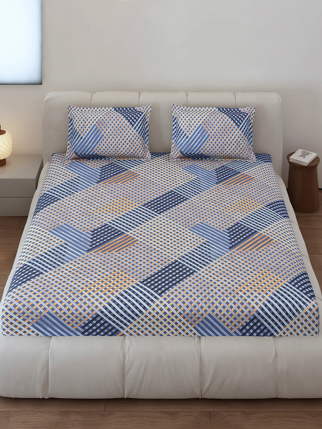 130 GSM Polyester Queen Size 1 Bedsheet with 2 Pillow Covers (Sanskriti) - Image 2