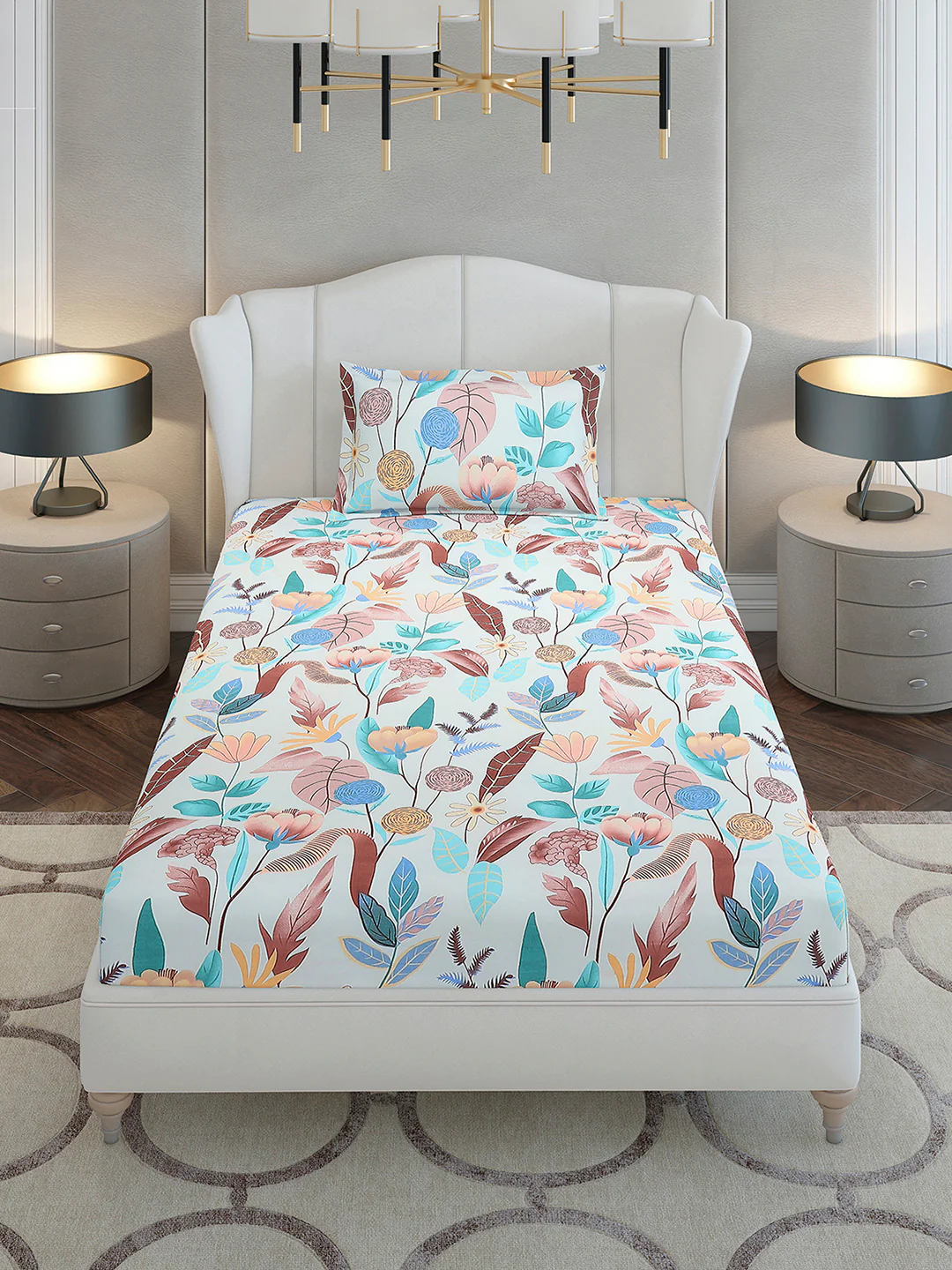 130 GSM Polyester Single Bedsheet with 1 Pillow Cover (Decoy) - Image 2