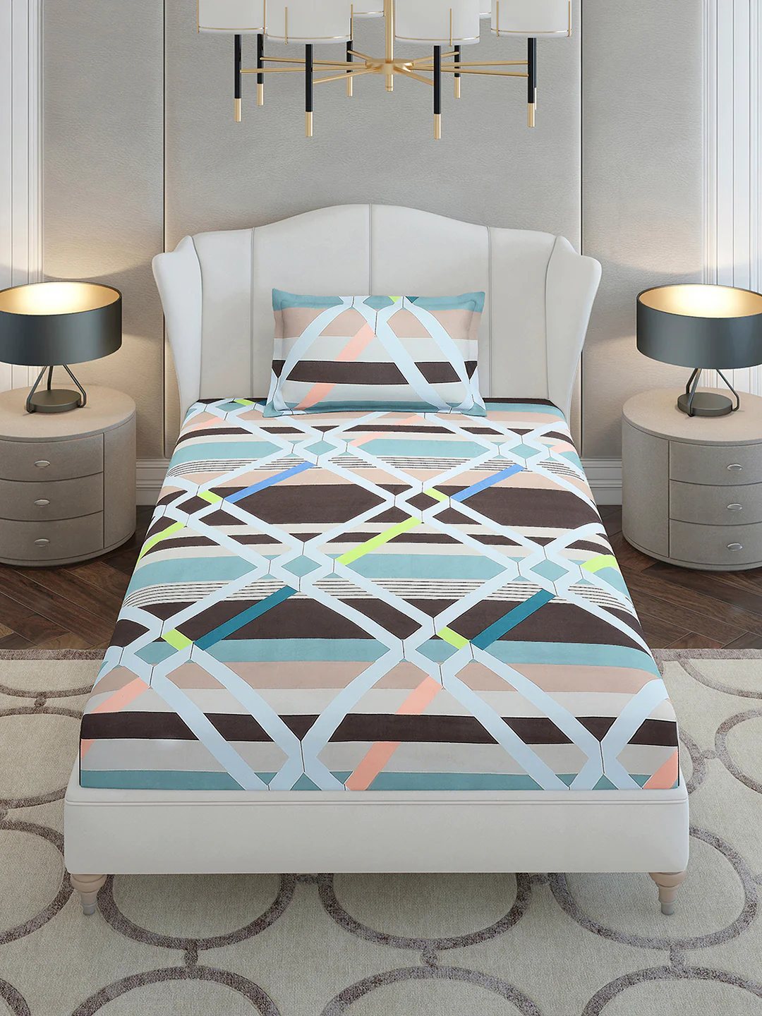 130 GSM Polyester Single Bedsheet with 1 Pillow Cover (Decoy) - Image 2