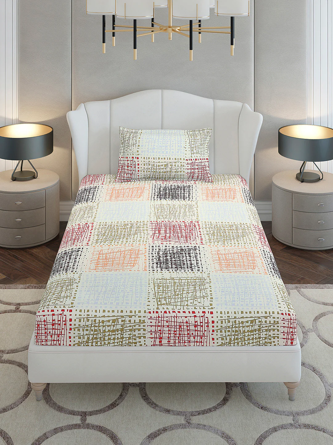 130 GSM Polyester Single Bedsheet with 1 Pillow Cover (Decoy) - Image 2