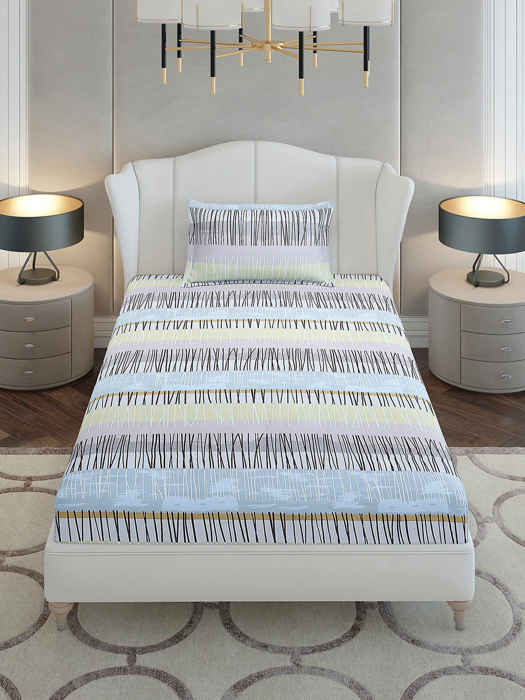 130 GSM Polyester Single Bedsheet with 1 Pillow Cover (Decoy) - Image 2