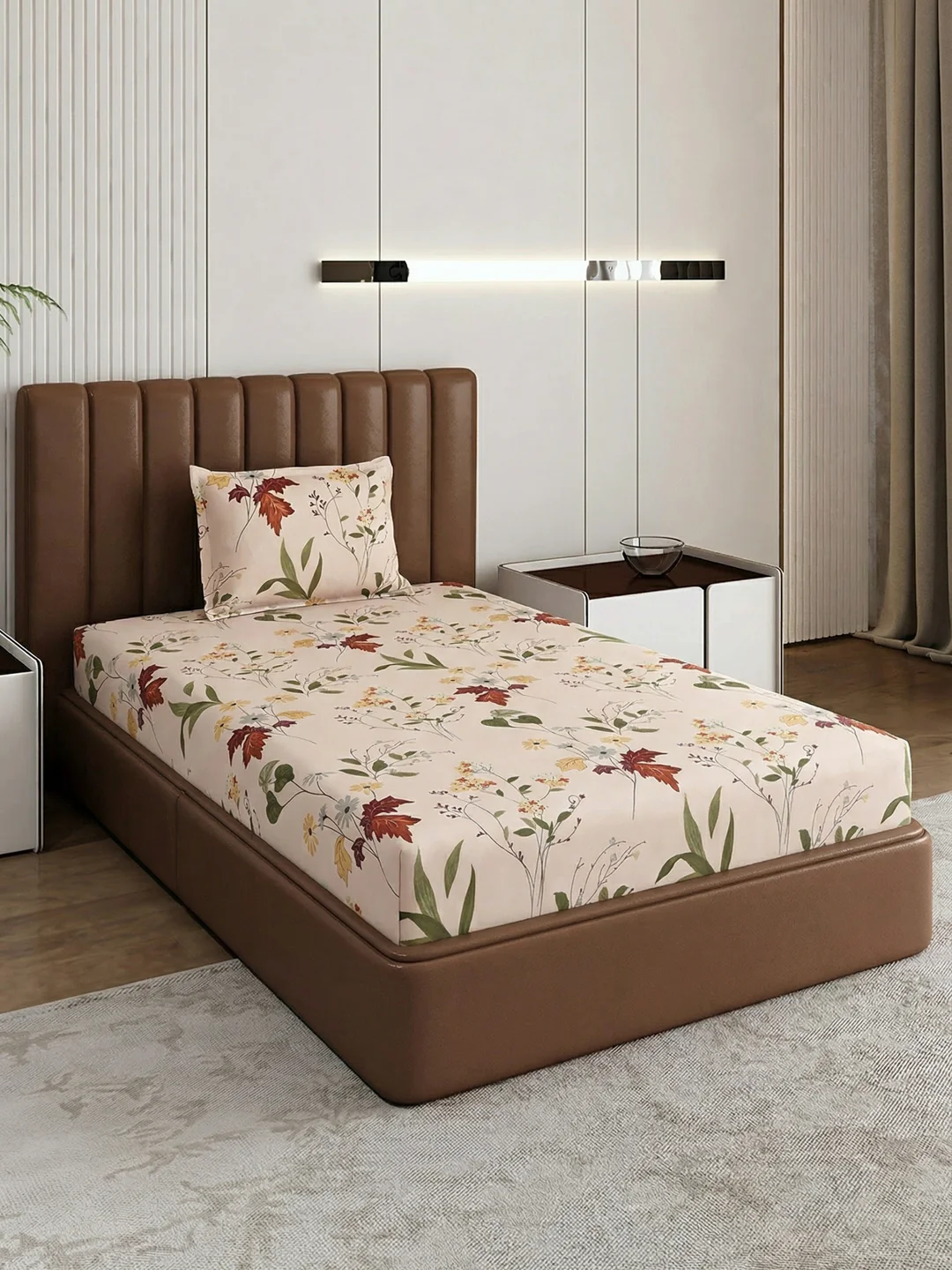 130 GSM Polyester Single Bed Bedsheet with 1 Pillow Cover Decoy Collection - Image 2