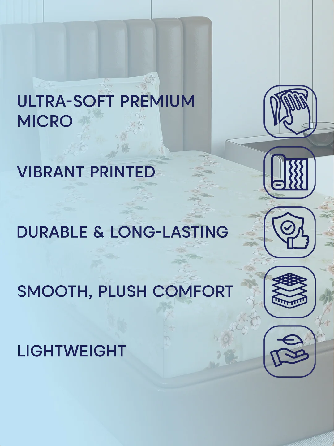130 GSM Polyester Single Bed Bedsheet with 1 Pillow Cover Decoy Collection - Image 9