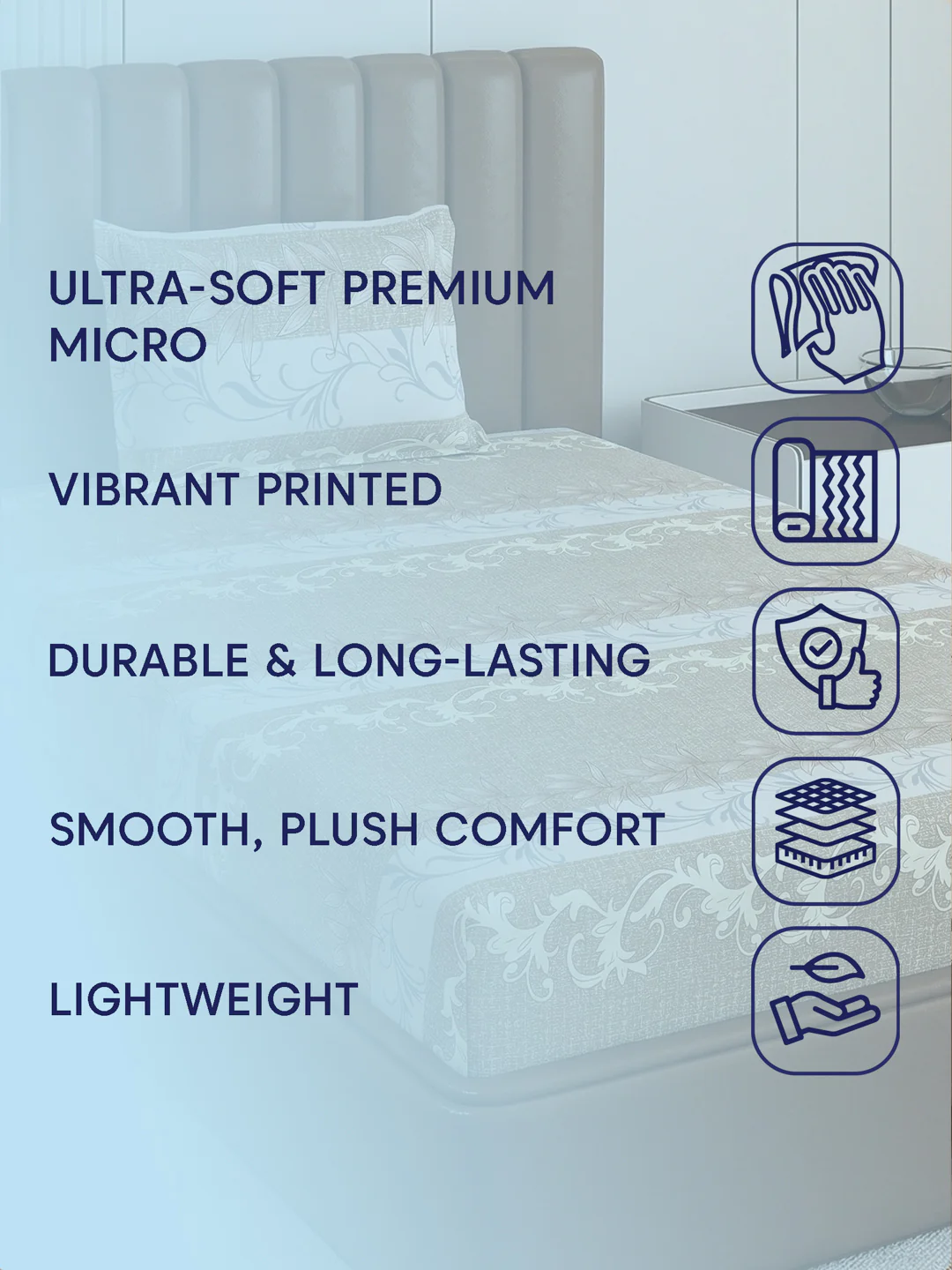 130 GSM Polyester Single Bed Bedsheet with 1 Pillow Cover Decoy Collection - Image 9