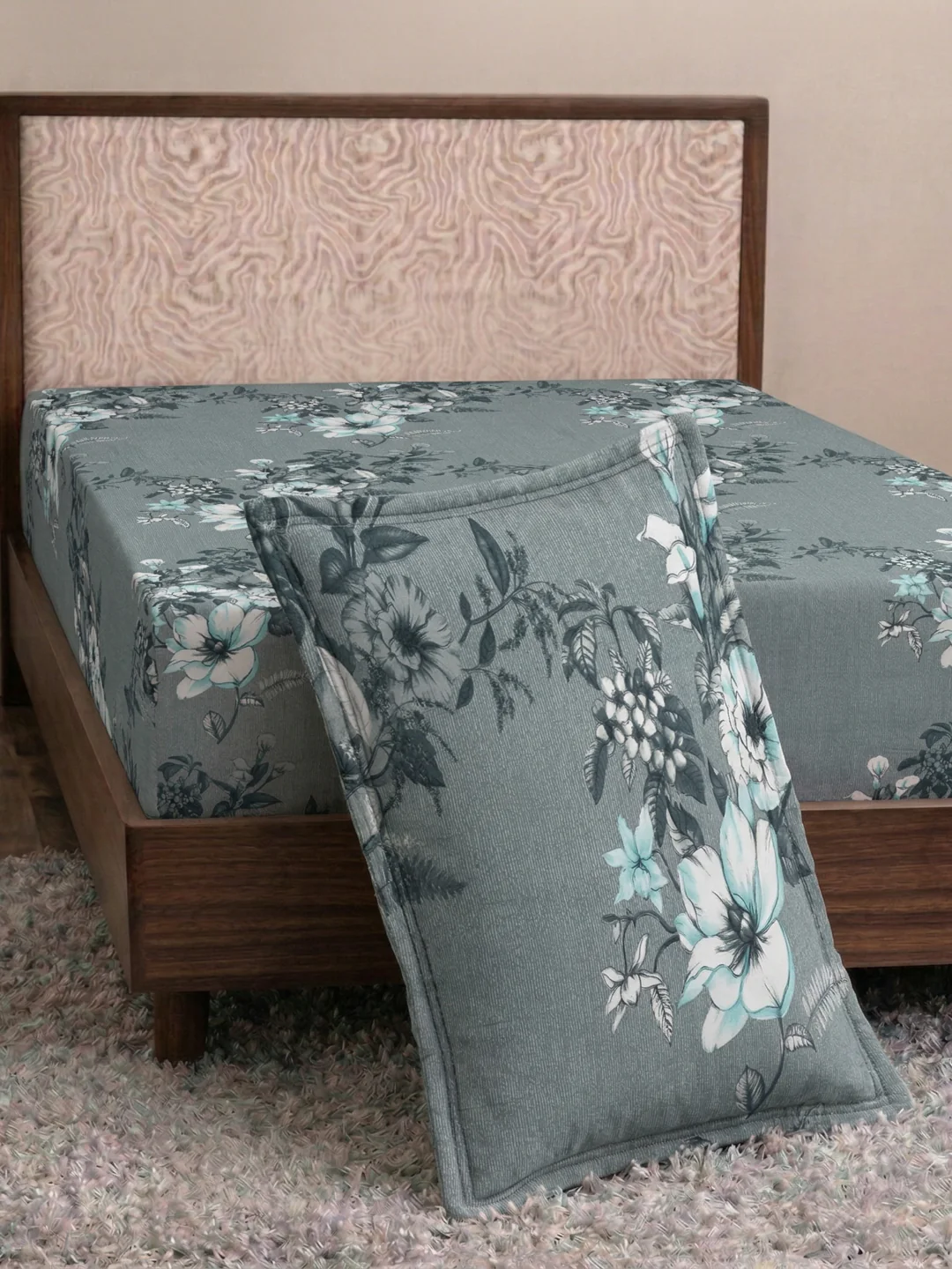 130 GSM Polyester Single Bed Bedsheet with 1 Pillow Cover Decoy Collection - Image 4
