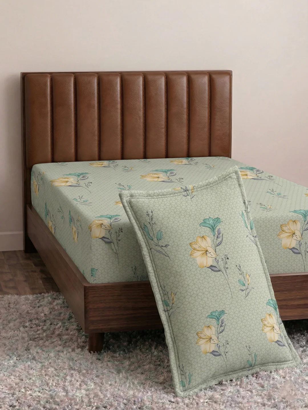 130 GSM Polyester Single Bed Bedsheet with 1 Pillow Cover Decoy Collection - Image 5