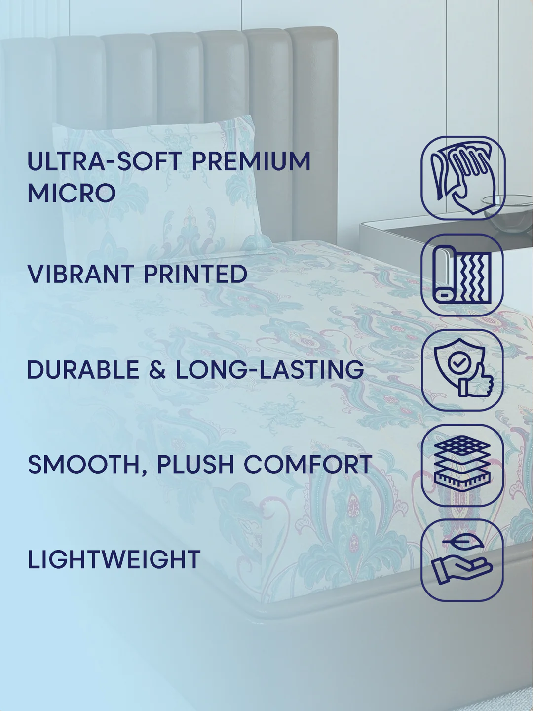 130 GSM Polyester Single Bed Bedsheet with 1 Pillow Cover Decoy Collection - Image 9