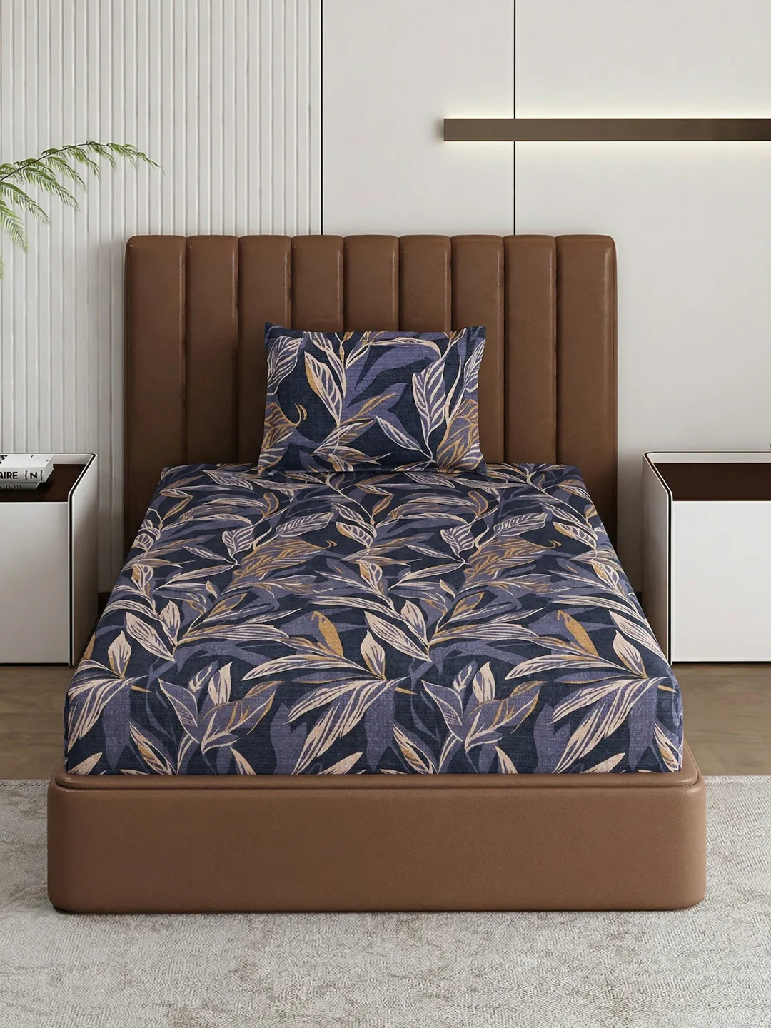 130 GSM Polyester Single Bed Bedsheet with 1 Pillow Cover Decoy Collection - Image 3