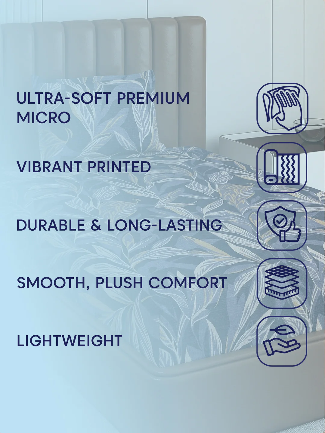130 GSM Polyester Single Bed Bedsheet with 1 Pillow Cover Decoy Collection - Image 9