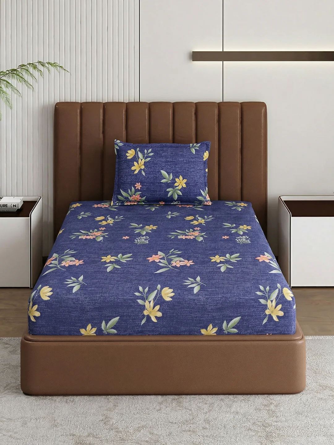 130 GSM Polyester Single Bed Bedsheet with 1 Pillow Cover Decoy Collection - Image 3