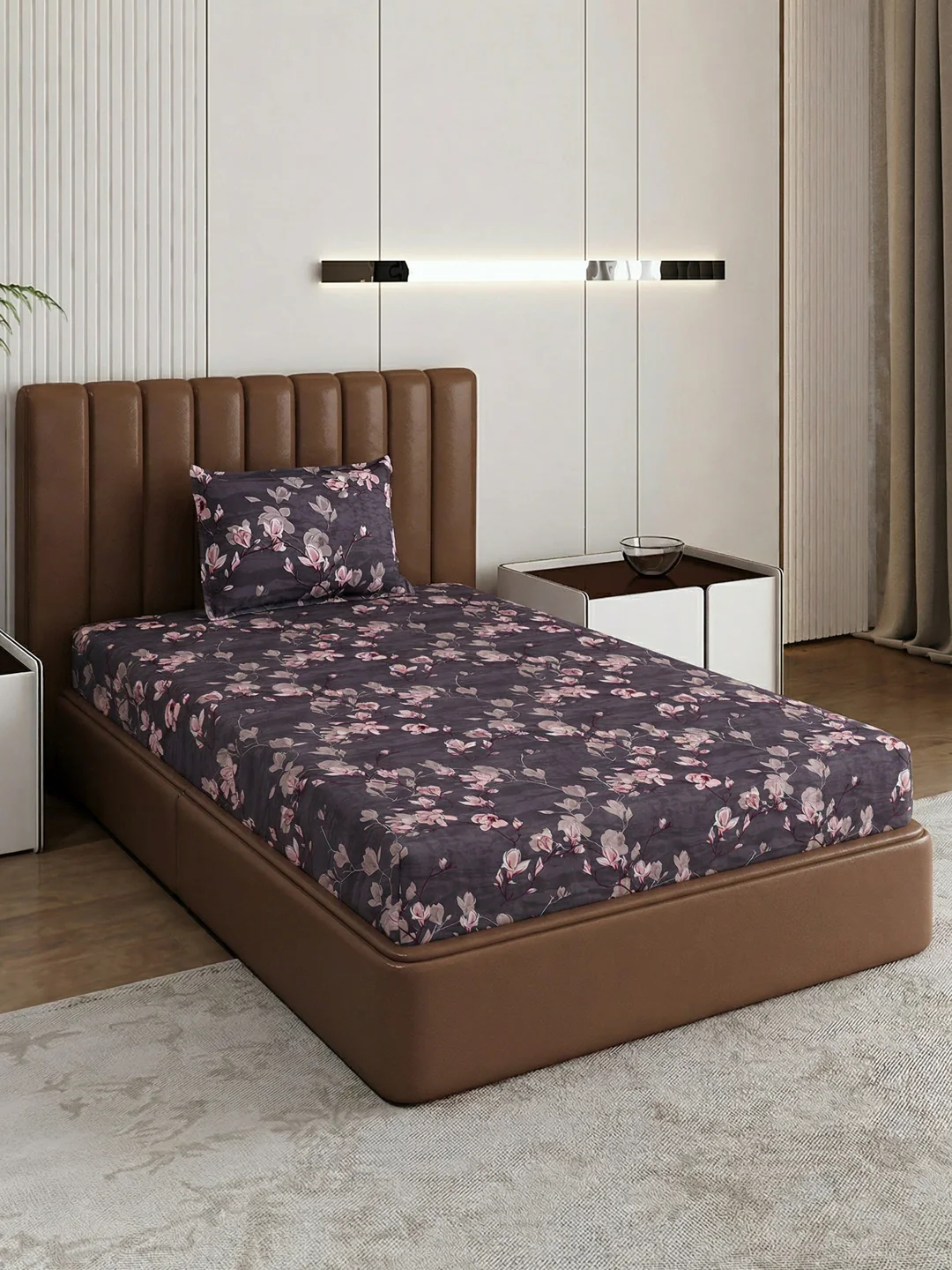 130 GSM Polyester Single Bed Bedsheet with 1 Pillow Cover Decoy Collection - Image 2