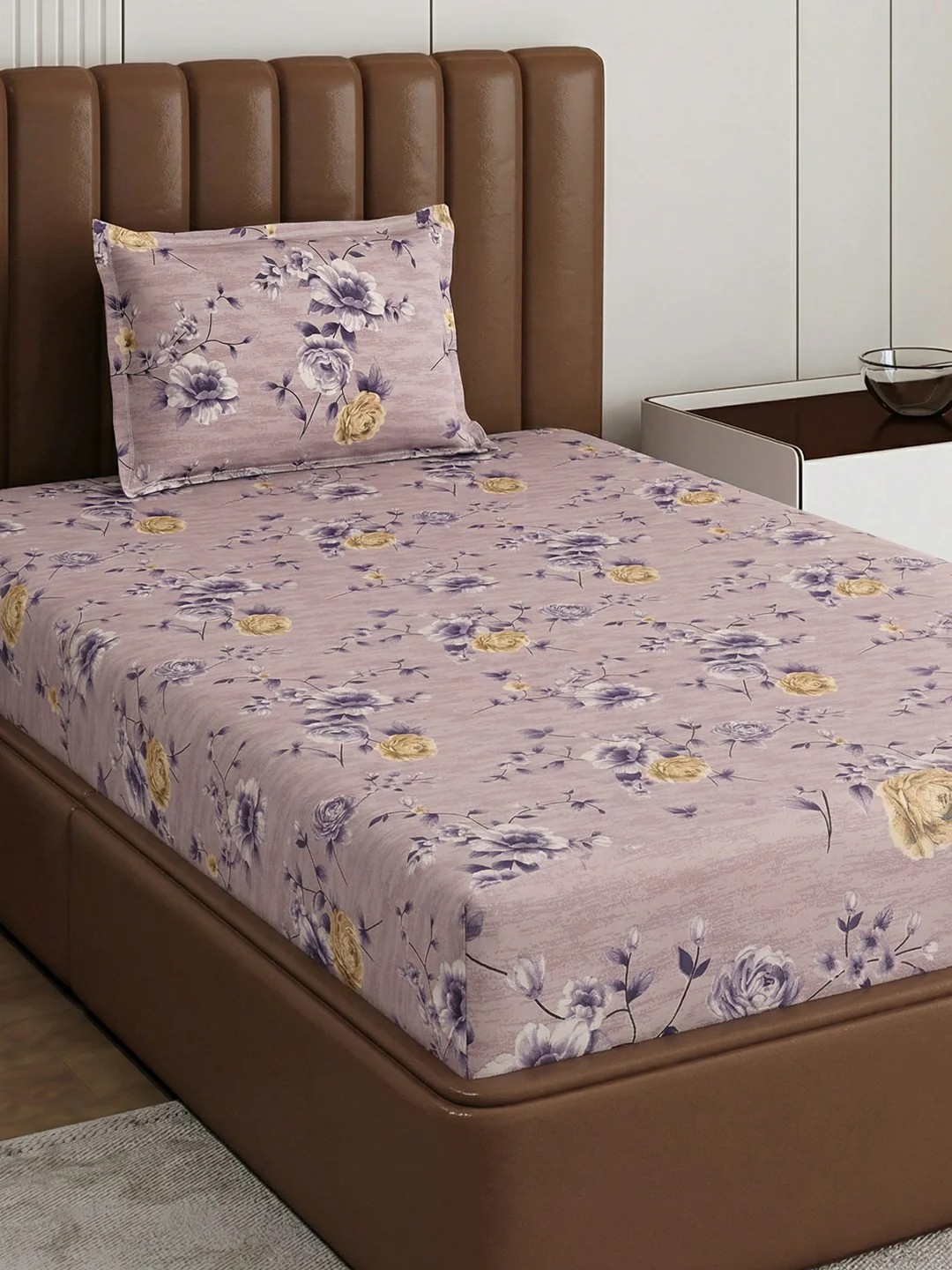 130 GSM Polyester Single Bed Bedsheet with 1 Pillow Cover Decoy Collection